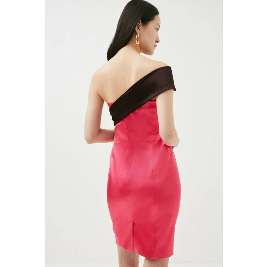 Best deal 🌟 KarenMillen Italian Structured Satin Contrast Bow Mini 👗 Dress For Female 💯 3 Best deal 🌟 KarenMillen Italian Structured Satin Contrast Bow Mini 👗 Dress For Female 💯 - Image 3