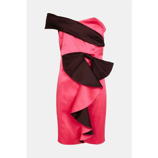 Best deal 🌟 KarenMillen Italian Structured Satin Contrast Bow Mini 👗 Dress For Female 💯 4 Best deal 🌟 KarenMillen Italian Structured Satin Contrast Bow Mini 👗 Dress For Female 💯 - Image 4