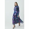 Flash Sale 😀 KarenMillen Tall Boarder Floral Print Satin Woven Midi 👗 Dress For Female 🥰