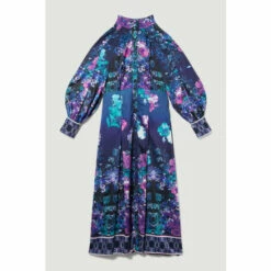 Flash Sale 😀 KarenMillen Tall Boarder Floral Print Satin Woven Midi 👗 Dress For Female 🥰 -Karen Millen Sales unnamed file 4357
