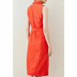 New 😍 KarenMillen Satin Tux Collared Belted Midi 👗 Dress For Female 🔥 -Karen Millen Sales unnamed file 4369