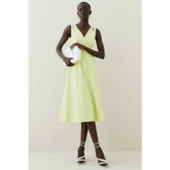 Cheap โค๏ธ KarenMillen Structured Seam Detail Full Midi ๐ Dress For Female ๐