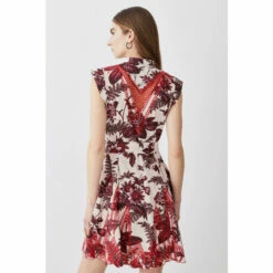 Brand new 👍 KarenMillen Floral Cotton Cutwork And Print Mini 👚 Shirt 👗 Dress For Female ⭐ -Karen Millen Sales unnamed file 4404