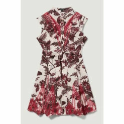 Brand new 👍 KarenMillen Floral Cotton Cutwork And Print Mini 👚 Shirt 👗 Dress For Female ⭐ -Karen Millen Sales unnamed file 4405