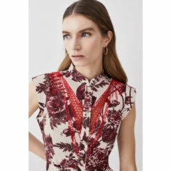 Brand new 👍 KarenMillen Floral Cotton Cutwork And Print Mini 👚 Shirt 👗 Dress For Female ⭐ -Karen Millen Sales unnamed file 4406