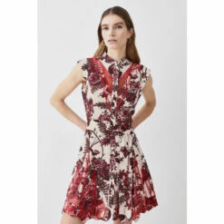 Brand new 👍 KarenMillen Floral Cotton Cutwork And Print Mini 👚 Shirt 👗 Dress For Female ⭐ -Karen Millen Sales unnamed file 4407