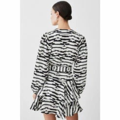 Buy 🔔 KarenMillen Petite Geo Print Satin Piped Tiered Belted Mini 👗 Dress For Female 😍 -Karen Millen Sales unnamed file 4410