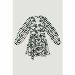 Buy 🔔 KarenMillen Petite Geo Print Satin Piped Tiered Belted Mini 👗 Dress For Female 😍 -Karen Millen Sales unnamed file 4411