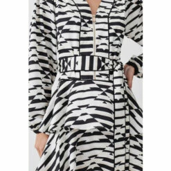 Buy 🔔 KarenMillen Petite Geo Print Satin Piped Tiered Belted Mini 👗 Dress For Female 😍 -Karen Millen Sales unnamed file 4412