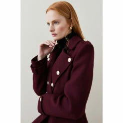 Coupon 🤩 KarenMillen Italian Wool Military Button Midi 🧥 Coat For Female ❤️ -Karen Millen Sales unnamed file 4416