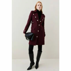 Coupon 🤩 KarenMillen Italian Wool Military Button Midi 🧥 Coat For Female ❤️ -Karen Millen Sales unnamed file 4420