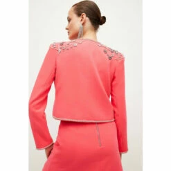 Coupon 🔥 KarenMillen Crystal Embellished Cady Woven Jacket For Female 😉 -Karen Millen Sales unnamed file 4435