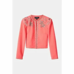 Coupon 🔥 KarenMillen Crystal Embellished Cady Woven Jacket For Female 😉 -Karen Millen Sales unnamed file 4436