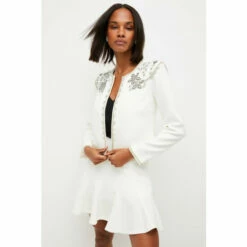 Coupon 🔥 KarenMillen Crystal Embellished Cady Woven Jacket For Female 😉 -Karen Millen Sales unnamed file 4439