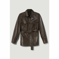 Budget 👏 KarenMillen Leather Utility Shacket For Female 🎁 -Karen Millen Sales unnamed file 4443