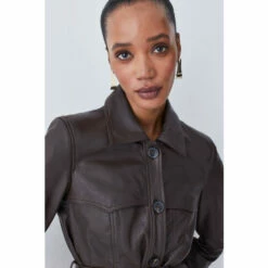 Budget 👏 KarenMillen Leather Utility Shacket For Female 🎁 -Karen Millen Sales unnamed file 4444