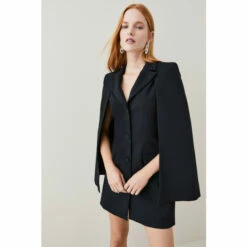 New โจ KarenMillen Clean Tailored Cape Blazer Mini ๐ Dress For Female โค๏ธ