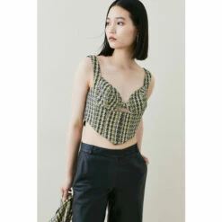 Best Sale ๐ KarenMillen Italian Texture & Sequin Tweed Corset Top For Female ๐