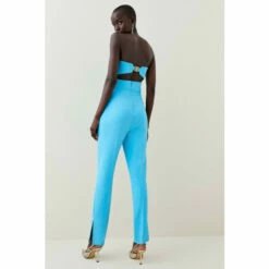 Buy 🛒 KarenMillen Compact Stretch Bow Bodice Slim Leg Jumpsuit For Female ✨ -Karen Millen Sales unnamed file 4468