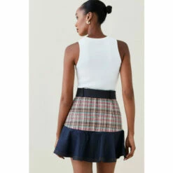 New 👏 KarenMillen Tweed Denim Mix Peplum 👗 Skirt For Female ⭐ -Karen Millen Sales unnamed file 4473
