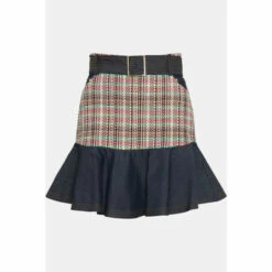 New 👏 KarenMillen Tweed Denim Mix Peplum 👗 Skirt For Female ⭐ -Karen Millen Sales unnamed file 4474