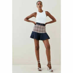 New 👏 KarenMillen Tweed Denim Mix Peplum 👗 Skirt For Female ⭐ -Karen Millen Sales unnamed file 4475