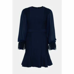 Cheap ✔️ KarenMillen Lace Detail Peplum Hem Jersey Mini 👗 Dress For Female ⌛ -Karen Millen Sales unnamed file 4479