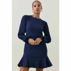 Cheap ✔️ KarenMillen Lace Detail Peplum Hem Jersey Mini 👗 Dress For Female ⌛ -Karen Millen Sales unnamed file 4480