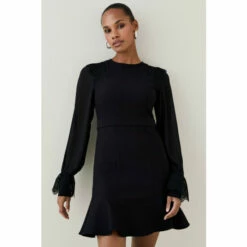 Cheap ✔️ KarenMillen Lace Detail Peplum Hem Jersey Mini 👗 Dress For Female ⌛ -Karen Millen Sales unnamed file 4481