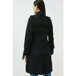 Best Sale ⌛ KarenMillen Suede Tassle Detail Trench 🧥 Coat For Female 🧨 -Karen Millen Sales unnamed file 4484