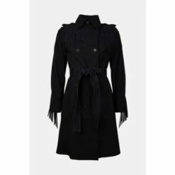 Best Sale ⌛ KarenMillen Suede Tassle Detail Trench 🧥 Coat For Female 🧨 -Karen Millen Sales unnamed file 4485