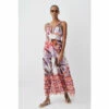 New 👍 KarenMillen Tropical Ikat Printed Woven Beach Maxi 👗 Dress For Female 💯