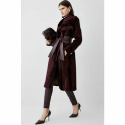 Coupon 👏 KarenMillen Signature Ponyskin Belted Wrap 🧥 Coat For Female 😀 -Karen Millen Sales unnamed file 4512