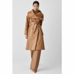 Coupon 👏 KarenMillen Signature Ponyskin Belted Wrap 🧥 Coat For Female 😀 -Karen Millen Sales unnamed file 4513