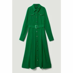 Coupon ⭐ KarenMillen Soft Tailored Pleat Panel Sleeved Belted Midi 👗 Dress For Female 🤩 -Karen Millen Sales unnamed file 4517