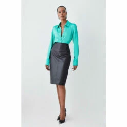 Hot Sale 🎉 KarenMillen Tall Viscose Satin Boyfriend 👕 Shirt For Female 😉 -Karen Millen Sales unnamed file 455