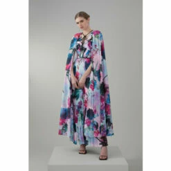Buy 😀 KarenMillen Floral Pleat Corset Cape Woven Maxi 👗 Dress For Female ❤️ -Karen Millen Sales unnamed file 4555