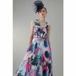 Buy 😀 KarenMillen Floral Pleat Corset Cape Woven Maxi 👗 Dress For Female ❤️ -Karen Millen Sales unnamed file 4560