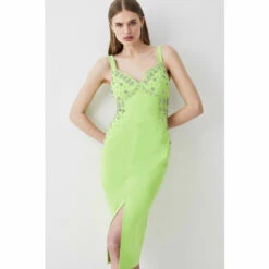 Hot Sale 🔥 KarenMillen Embellished Stretch Woven Midi 👗 Dress For Female 🌟 -Karen Millen Sales unnamed file 4572
