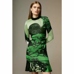 Budget ⭐ KarenMillen British Museum Slinky Knit Star Mapped Jacquard Flippy 👗 Dress For Female 👍 -Karen Millen Sales unnamed file 4586