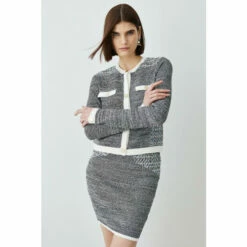 Deals 😉 KarenMillen Cut And Sew Tweed Panel Mini 👗 Skirt For Female 👏 -Karen Millen Sales unnamed file 4591