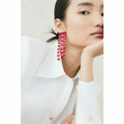 Outlet 🧨 KarenMillen Gold Plated Diamante Hanging Earrings For Female 🔔 -Karen Millen Sales unnamed file 4596