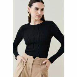 Cheap 🛒 KarenMillen Rib Crew Neck Knit Jumper For Female 👏 -Karen Millen Sales unnamed file 4602