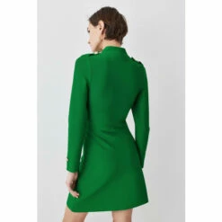 Deals 💯 KarenMillen Long Sleeve Military Trim A-line Bandage Knit Mini 👗 Dress For Female ⭐ -Karen Millen Sales unnamed file 4608