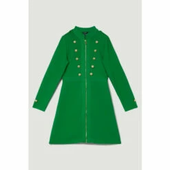 Deals 💯 KarenMillen Long Sleeve Military Trim A-line Bandage Knit Mini 👗 Dress For Female ⭐ -Karen Millen Sales unnamed file 4609