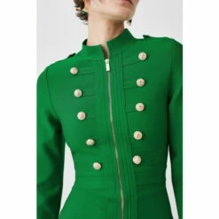 Deals 💯 KarenMillen Long Sleeve Military Trim A-line Bandage Knit Mini 👗 Dress For Female ⭐ -Karen Millen Sales unnamed file 4610