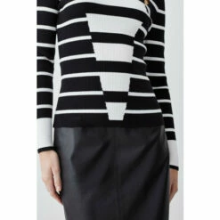 Outlet ✔️ KarenMillen Viscose Blend Soft Touch Stripe Jumper For Female 🔔 -Karen Millen Sales unnamed file 4617