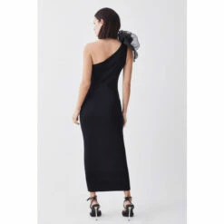 Best deal 🥰 KarenMillen Petite One Shoulder Organza Flower Detail Knit Midi 👗 Dress For Female ✔️ -Karen Millen Sales unnamed file 4627