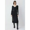 Brand new 🌟 KarenMillen Viscose Blend Knit Belted Slouchy Midi 👗 Dress For Female ✨