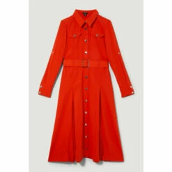 Brand new 💯 KarenMillen Petite Soft Tailored Pleat Panel Sleeved Belted Midi 👗 Dress For Female 🌟 -Karen Millen Sales unnamed file 4684